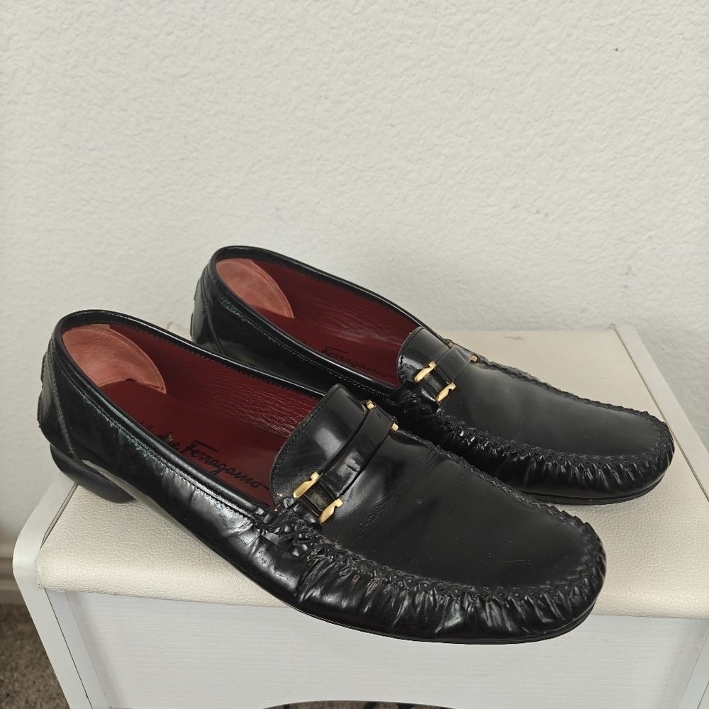 Salvatore Ferragamo Sport Patent Leather Driving Shoes size 8.5 2A Women's
